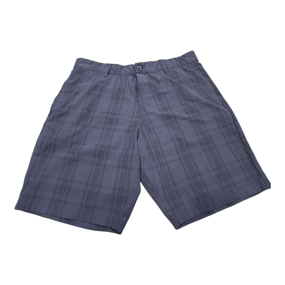 Luke & Dutch Men's Chino Shorts Size 36/10 Blue‎ Plaid Flat Front Preppy Casual